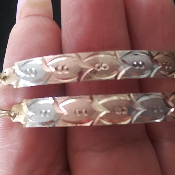 Laminated gold 3 tones XLarge hoops - Picture 1 of 6